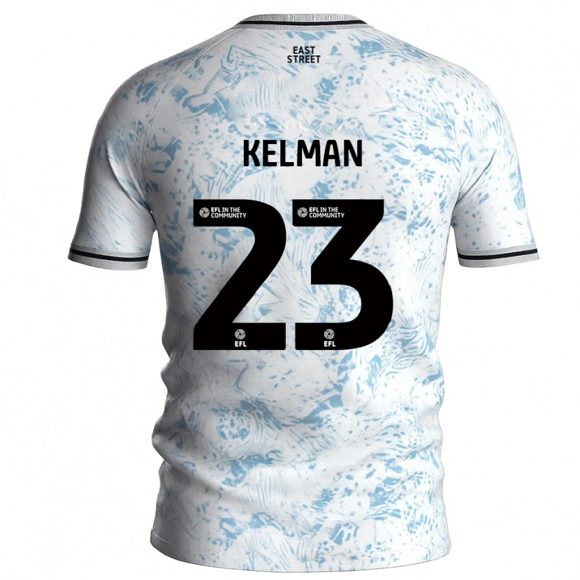 Danxen Mænd Charlie Kelman #23 Hvid Himmelblå Udebane Spillertrøjer 2025/26 Trøje T-Shirt
