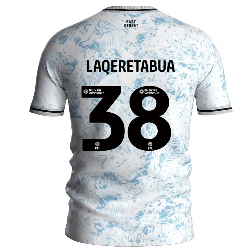 Danxen Mænd Josh Laqeretabua #38 Hvid Himmelblå Udebane Spillertrøjer 2025/26 Trøje T-Shirt