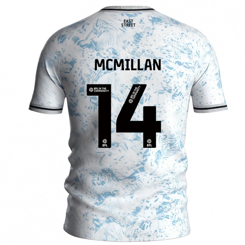 Danxen Mænd Ellis Mcmillan #14 Hvid Himmelblå Udebane Spillertrøjer 2025/26 Trøje T-Shirt