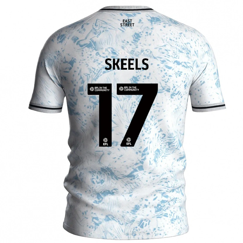 Danxen Mænd Kiera Skeels #17 Hvid Himmelblå Udebane Spillertrøjer 2025/26 Trøje T-Shirt