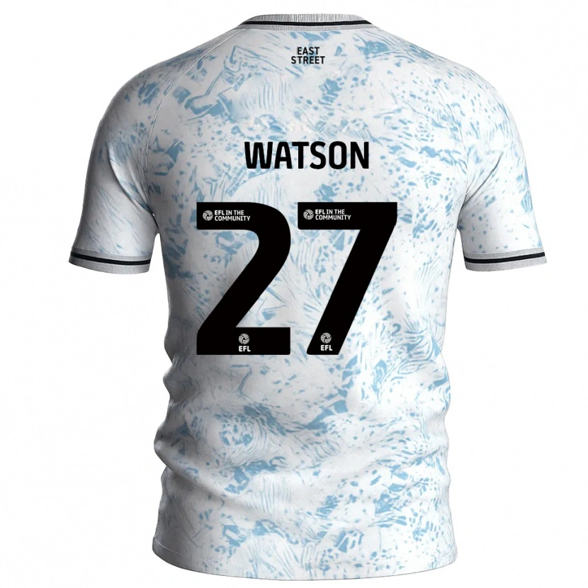 Danxen Mænd Tennai Watson #27 Hvid Himmelblå Udebane Spillertrøjer 2025/26 Trøje T-Shirt