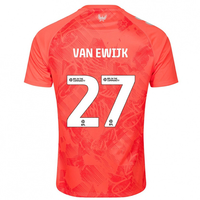 Danxen Mænd Milan Van Ewijk #27 Orange Hvid Udebane Spillertrøjer 2025/26 Trøje T-Shirt