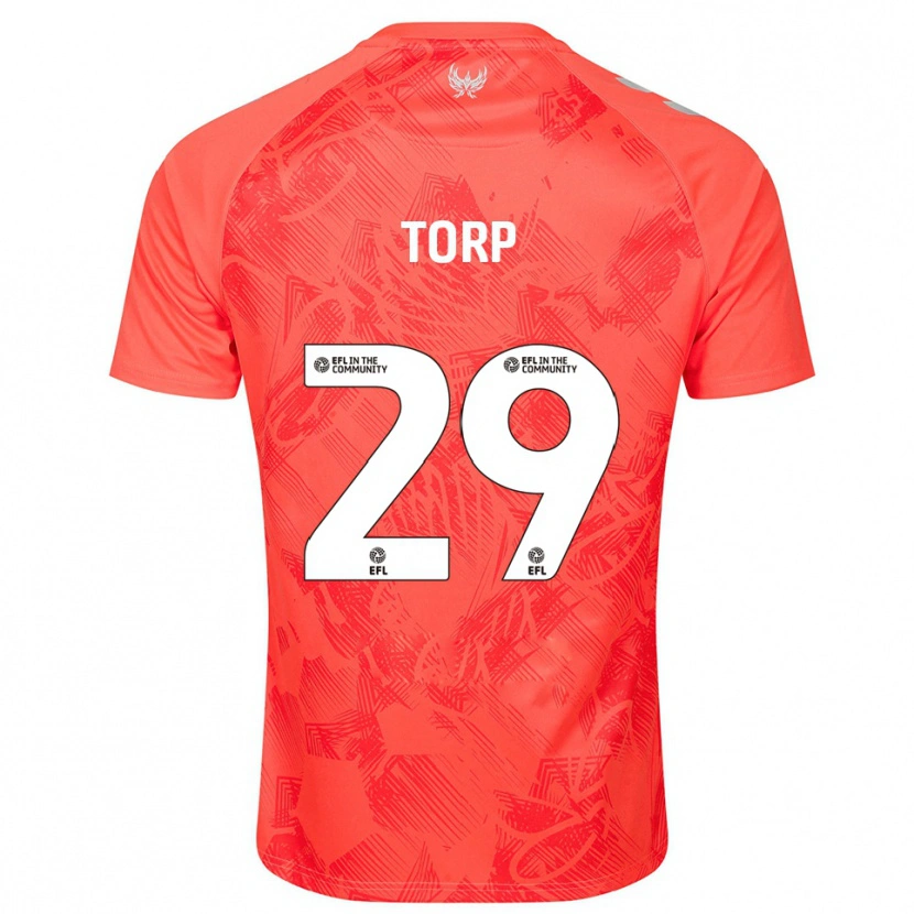 Danxen Mænd Victor Torp #29 Orange Hvid Udebane Spillertrøjer 2025/26 Trøje T-Shirt