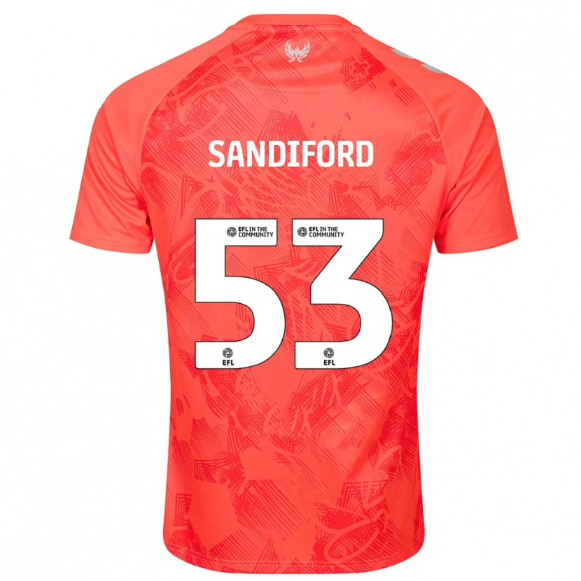 Danxen Mænd Greg Sandiford #53 Orange Hvid Udebane Spillertrøjer 2025/26 Trøje T-Shirt