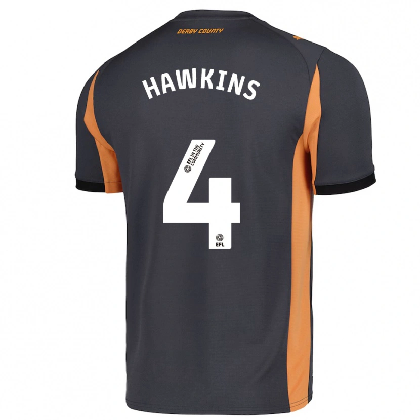 Danxen Mænd Harry Hawkins #4 Grå Orange Sort Udebane Spillertrøjer 2025/26 Trøje T-Shirt