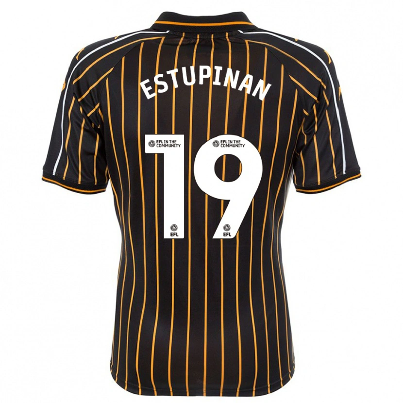 Danxen Mænd Óscar Estupiñán #19 Hvid Sort Udebane Spillertrøjer 2025/26 Trøje T-Shirt