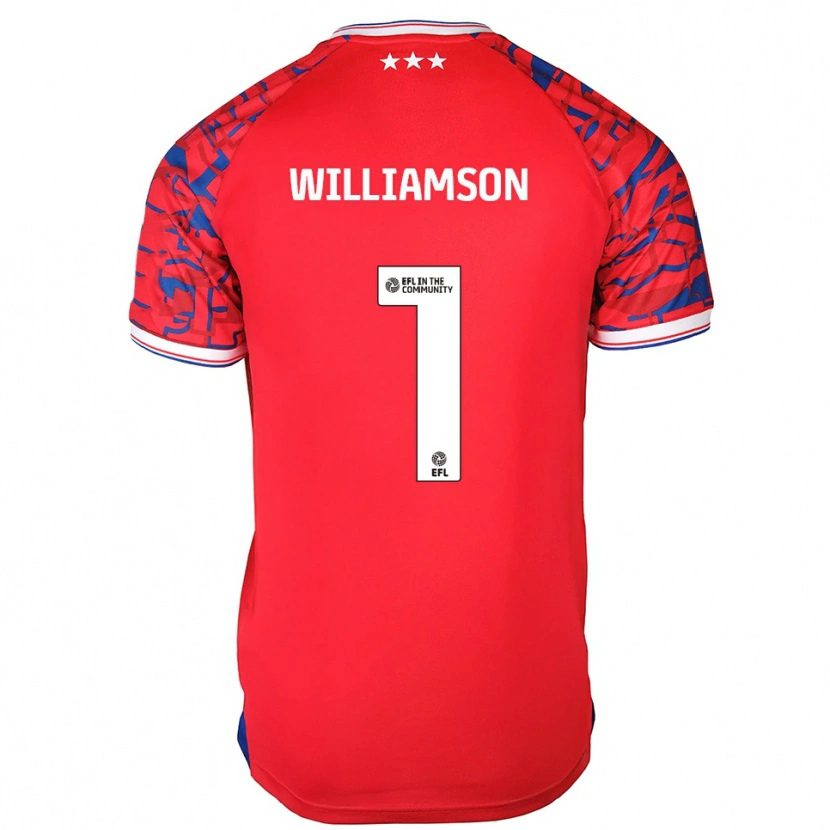 Danxen Mænd Woody Williamson #1 Rød Blå Udebane Spillertrøjer 2025/26 Trøje T-Shirt