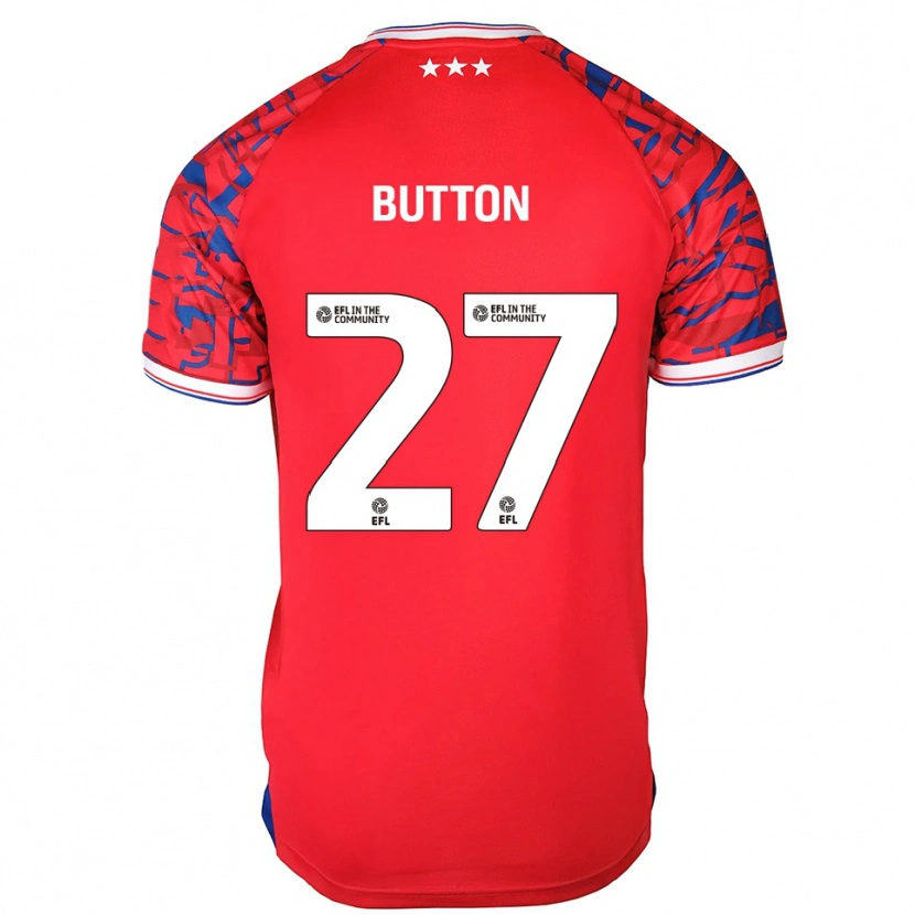 Danxen Mænd David Button #27 Rød Blå Udebane Spillertrøjer 2025/26 Trøje T-Shirt