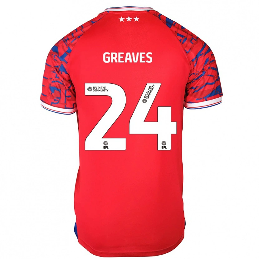 Danxen Mænd Jacob Greaves #24 Rød Blå Udebane Spillertrøjer 2025/26 Trøje T-Shirt