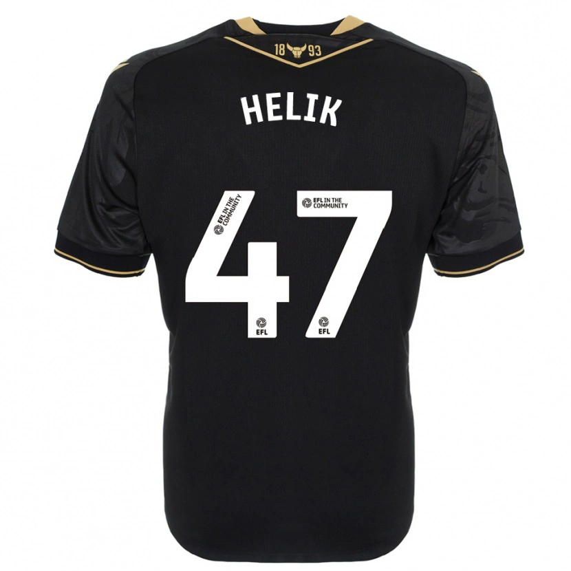 Danxen Mænd Michal Helik #47 Sort Guld Udebane Spillertrøjer 2025/26 Trøje T-Shirt