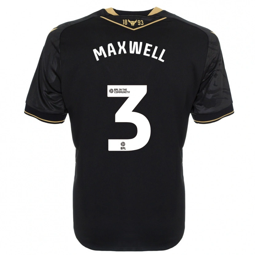 Danxen Mænd Rashane Maxwell #3 Sort Guld Udebane Spillertrøjer 2025/26 Trøje T-Shirt