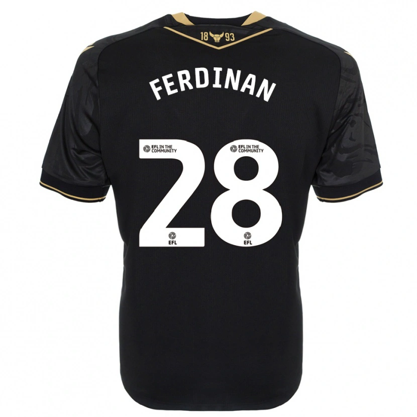 Danxen Mænd Marselino Ferdinan #28 Sort Guld Udebane Spillertrøjer 2025/26 Trøje T-Shirt