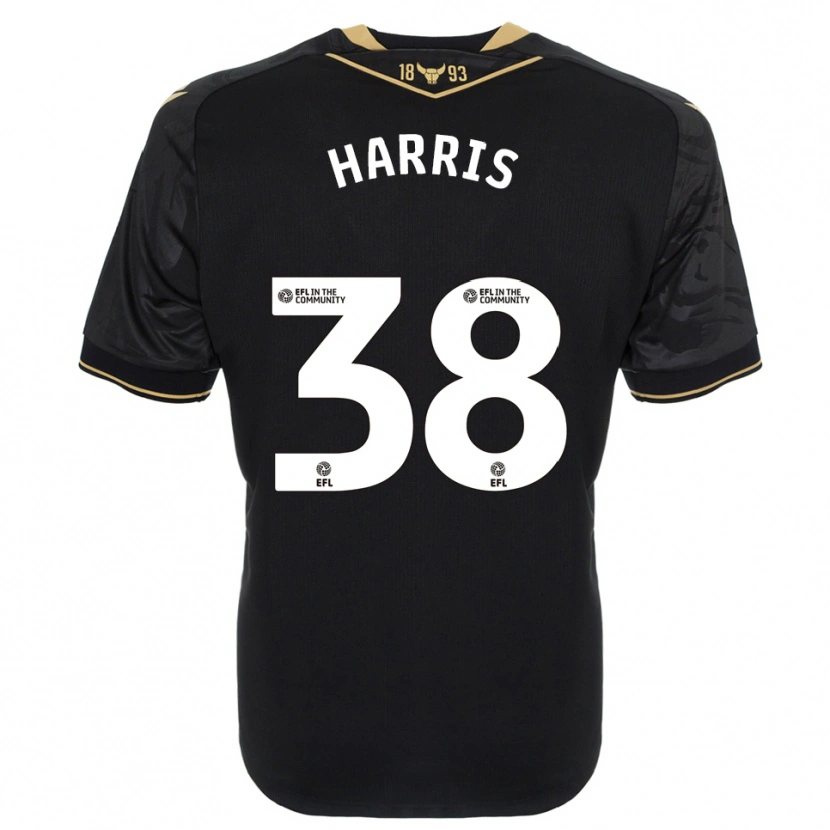 Danxen Mænd Luke Harris #38 Sort Guld Udebane Spillertrøjer 2025/26 Trøje T-Shirt