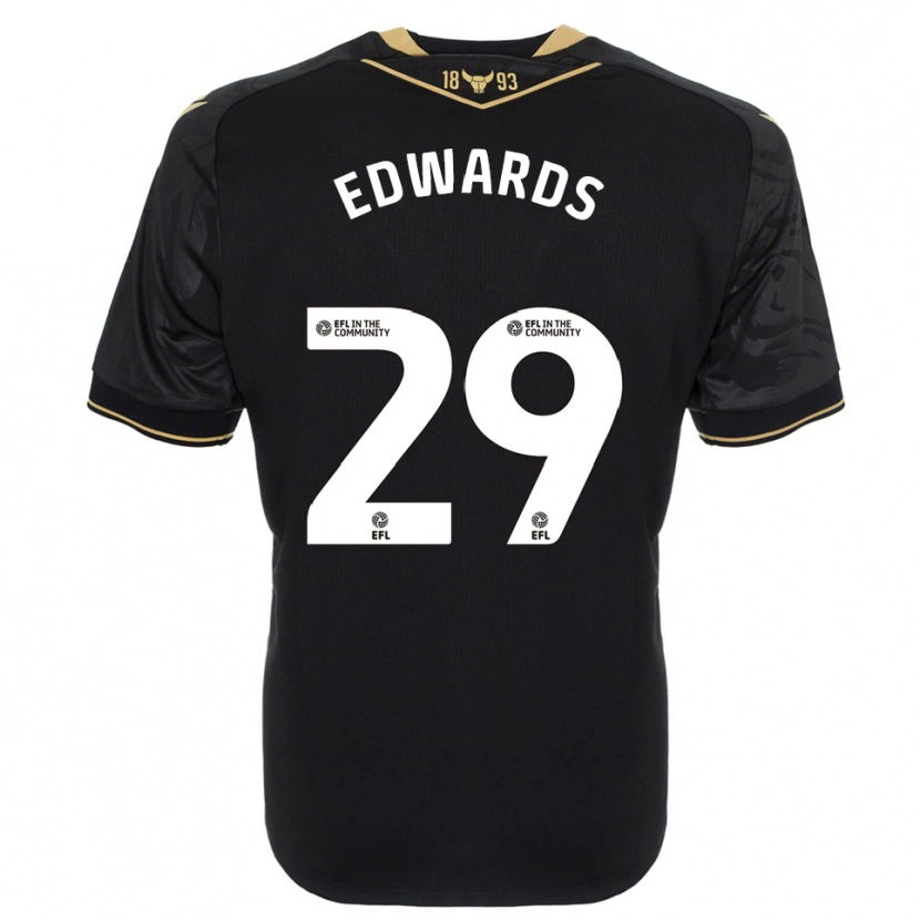 Danxen Mænd Kyle Edwards #29 Sort Guld Udebane Spillertrøjer 2025/26 Trøje T-Shirt