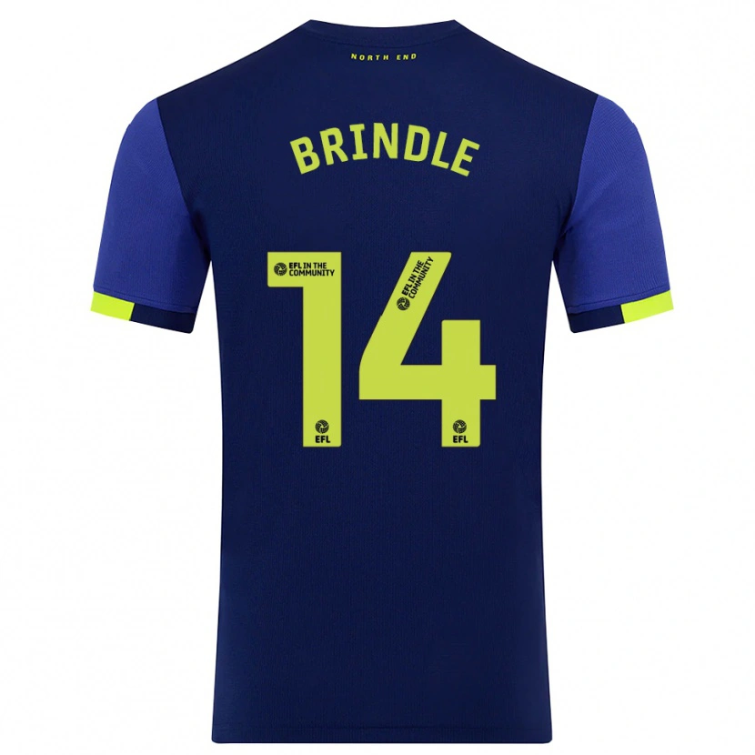 Danxen Mænd Jonny Brindle #14 Marine Gul Udebane Spillertrøjer 2025/26 Trøje T-Shirt