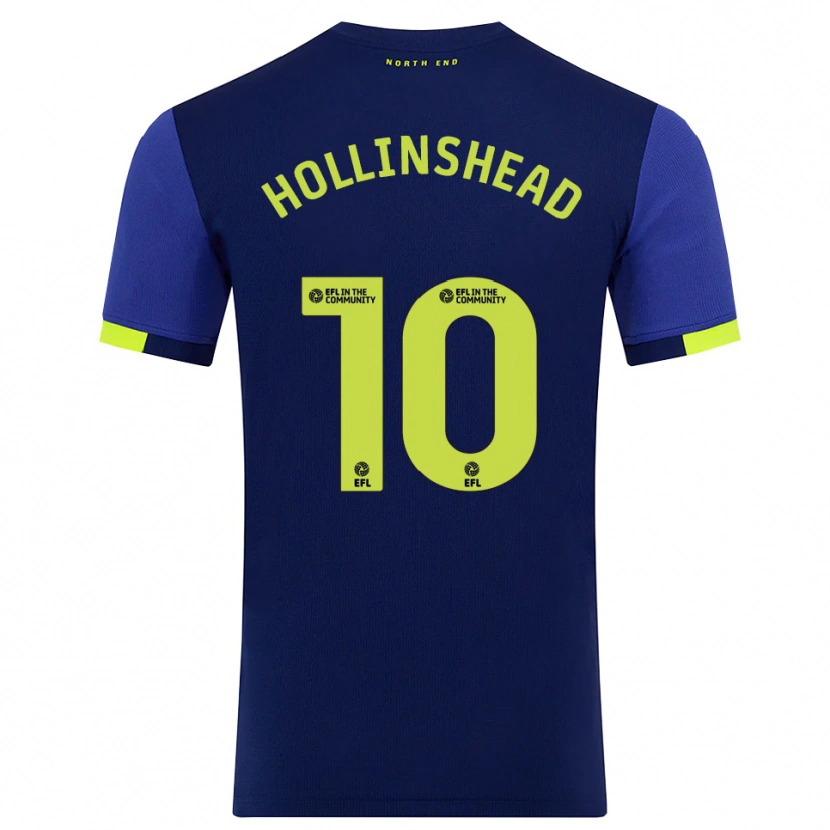 Danxen Mænd Emily Hollinshead #10 Marine Gul Udebane Spillertrøjer 2025/26 Trøje T-Shirt
