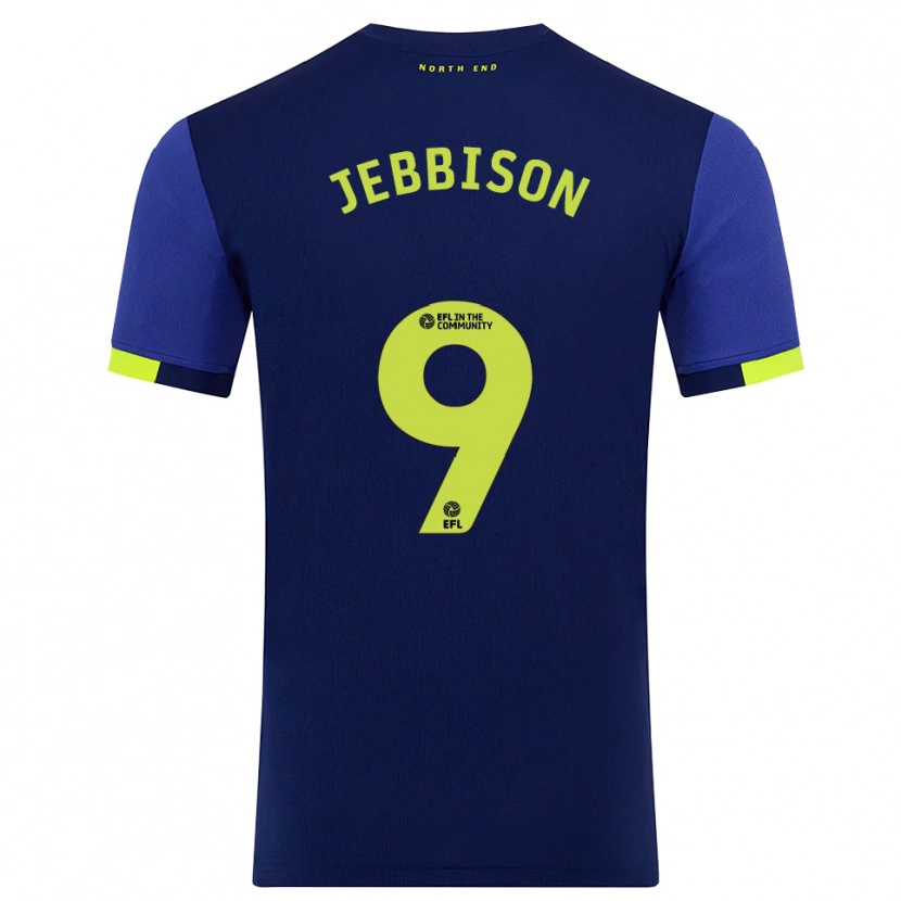 Danxen Mænd Daniel Jebbison #9 Marine Gul Udebane Spillertrøjer 2025/26 Trøje T-Shirt