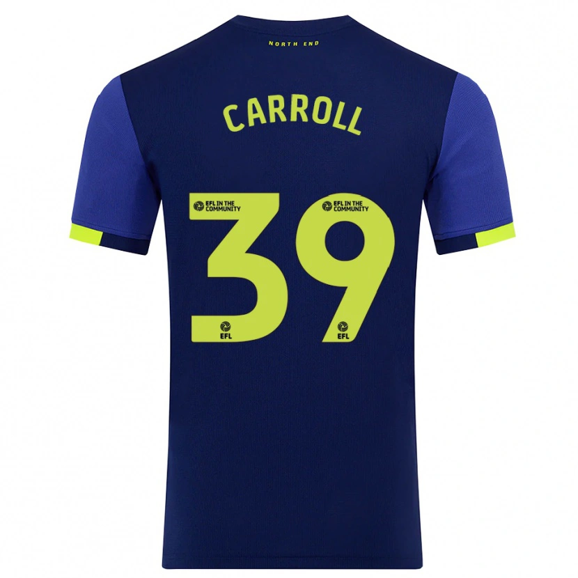 Danxen Mænd Theo Carroll #39 Marine Gul Udebane Spillertrøjer 2025/26 Trøje T-Shirt