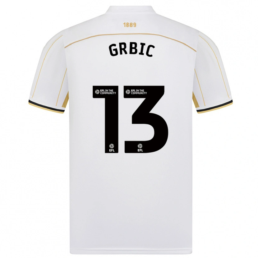 Danxen Mænd Ivo Grbic #13 Hvid Guld Udebane Spillertrøjer 2025/26 Trøje T-Shirt