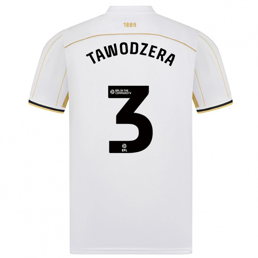 Danxen Mænd Dylan Tawodzera #3 Hvid Guld Udebane Spillertrøjer 2025/26 Trøje T-Shirt