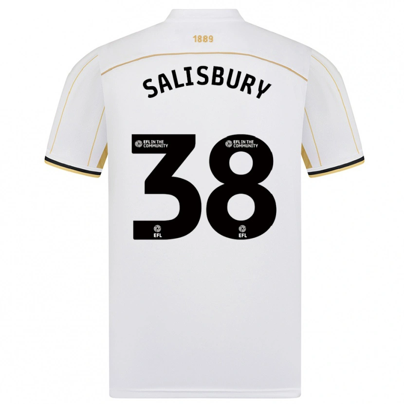 Danxen Mænd Chloe Salisbury #38 Hvid Guld Udebane Spillertrøjer 2025/26 Trøje T-Shirt