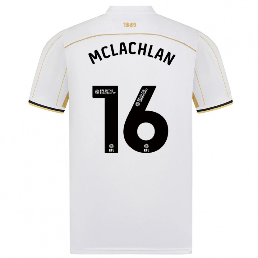 Danxen Mænd Riley Mclachlan #16 Hvid Guld Udebane Spillertrøjer 2025/26 Trøje T-Shirt