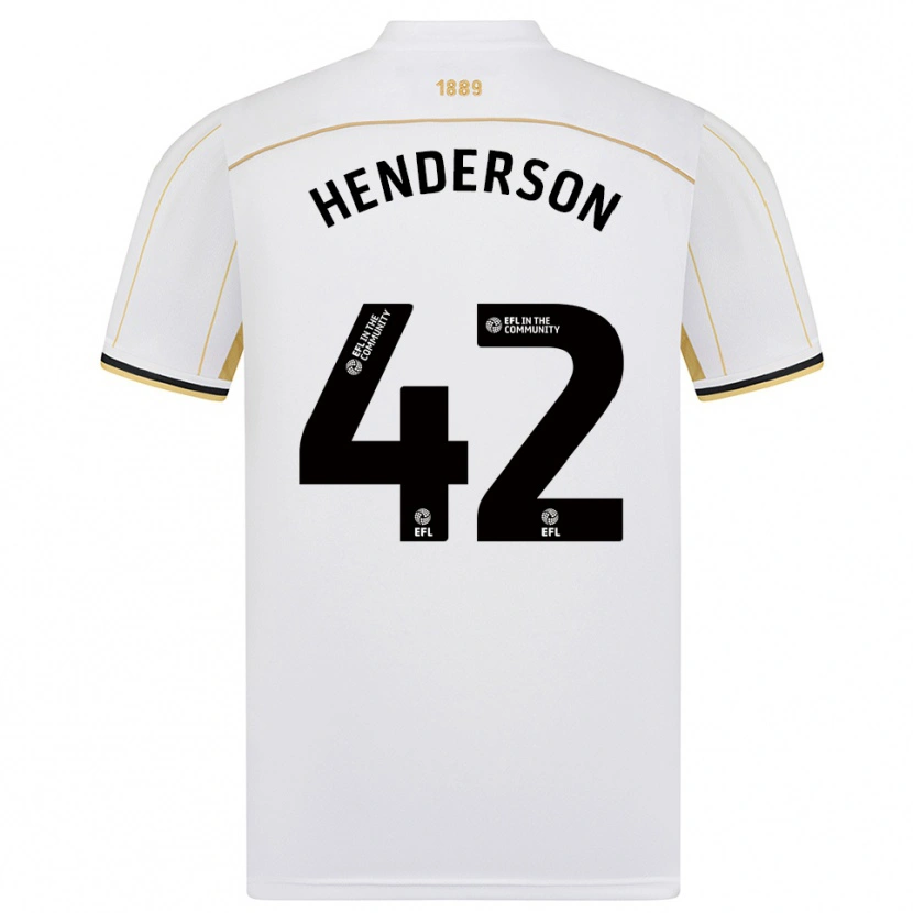 Danxen Mænd Peyton Henderson #42 Hvid Guld Udebane Spillertrøjer 2025/26 Trøje T-Shirt
