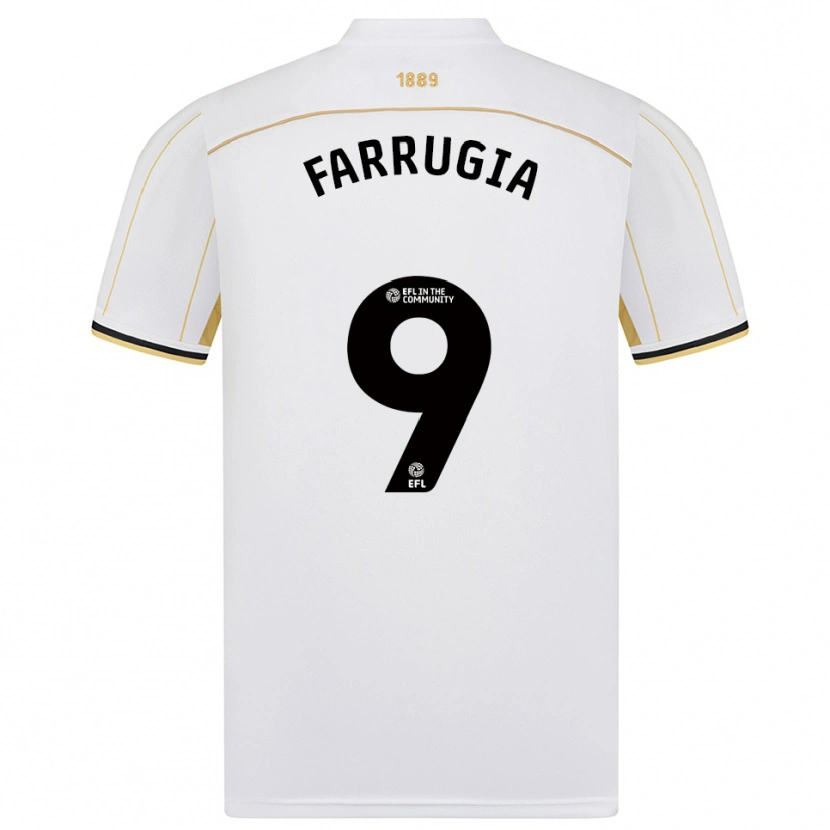 Danxen Mænd Maria Farrugia #9 Hvid Guld Udebane Spillertrøjer 2025/26 Trøje T-Shirt