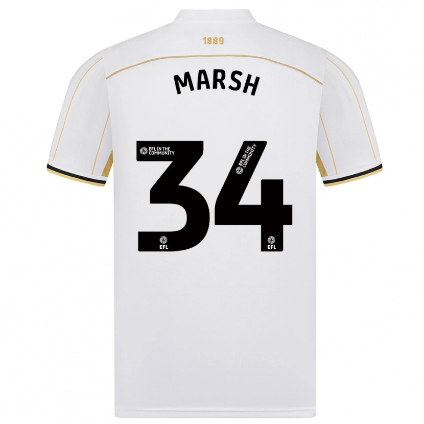 Danxen Mænd Louie Marsh #34 Hvid Guld Udebane Spillertrøjer 2025/26 Trøje T-Shirt