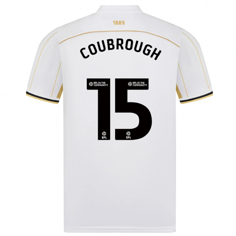 Danxen Mænd Arlo Coubrough #15 Hvid Guld Udebane Spillertrøjer 2025/26 Trøje T-Shirt