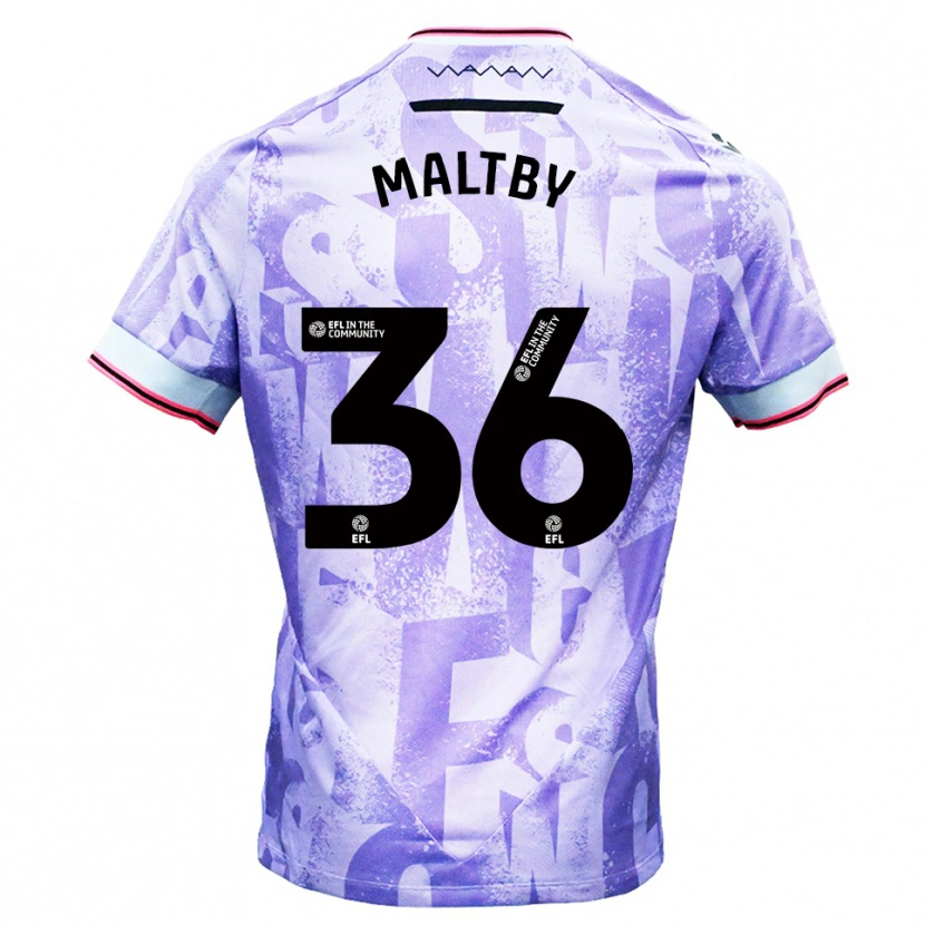 Danxen Mænd Mackenzie Maltby #36 Lilla Hvid Udebane Spillertrøjer 2025/26 Trøje T-Shirt