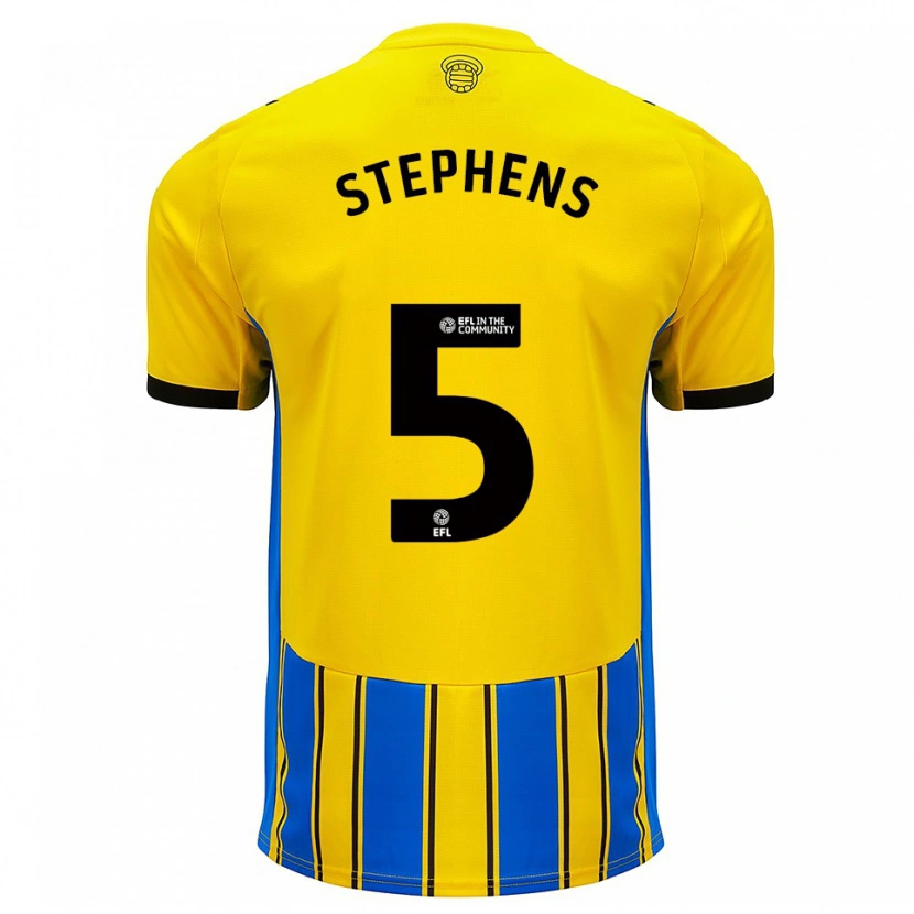 Danxen Mænd Jack Stephens #5 Blå Gul Udebane Spillertrøjer 2025/26 Trøje T-Shirt