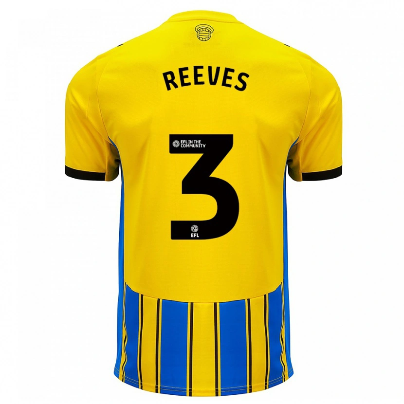 Danxen Mænd Ben Reeves #3 Blå Gul Udebane Spillertrøjer 2025/26 Trøje T-Shirt