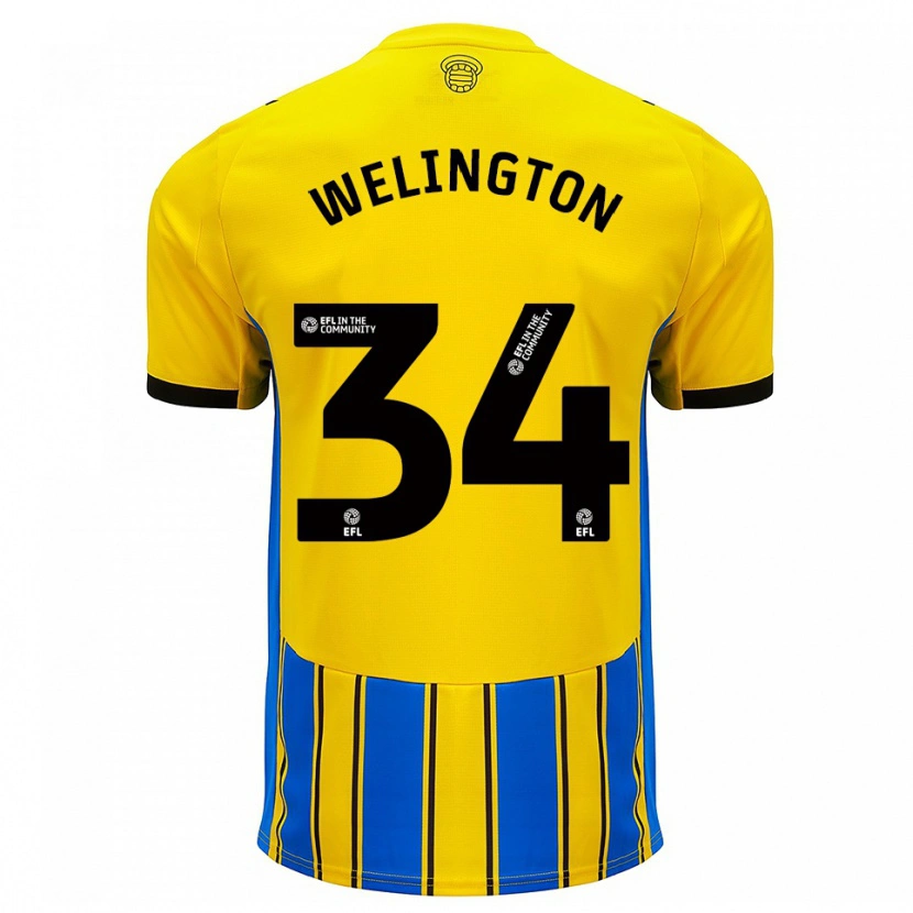 Danxen Mænd Welington #34 Blå Gul Udebane Spillertrøjer 2025/26 Trøje T-Shirt