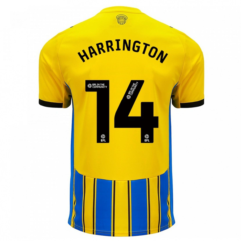 Danxen Mænd Harry Harrington #14 Blå Gul Udebane Spillertrøjer 2025/26 Trøje T-Shirt