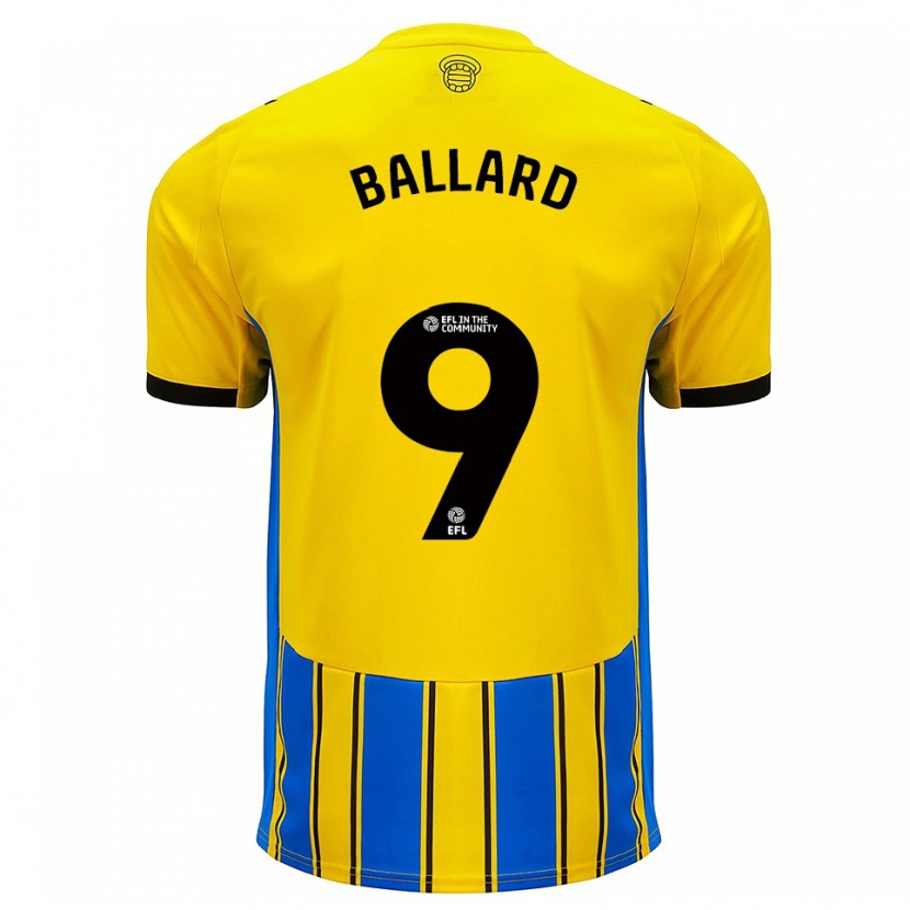 Danxen Mænd Dom Ballard #9 Blå Gul Udebane Spillertrøjer 2025/26 Trøje T-Shirt