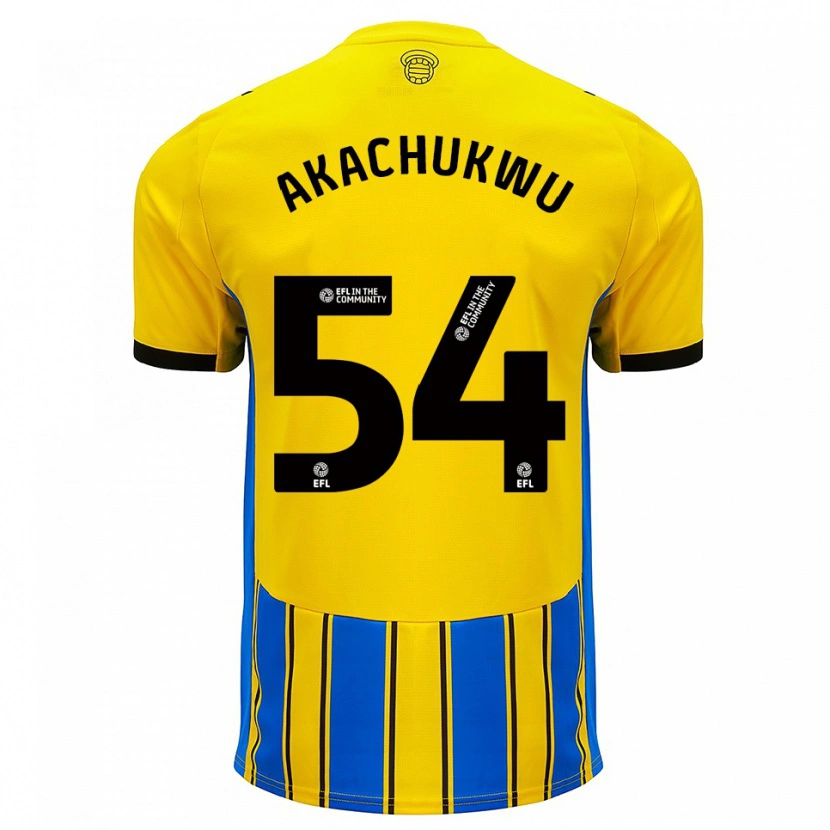 Danxen Mænd Romeo Akachukwu #54 Blå Gul Udebane Spillertrøjer 2025/26 Trøje T-Shirt