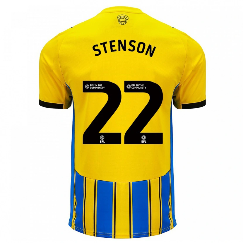 Danxen Mænd Fran Stenson #22 Blå Gul Udebane Spillertrøjer 2025/26 Trøje T-Shirt