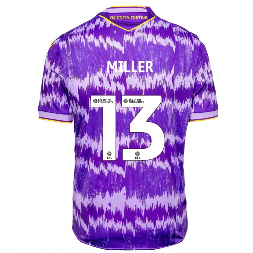 Danxen Mænd Tom Miller #13 Lilla Gul Udebane Spillertrøjer 2025/26 Trøje T-Shirt