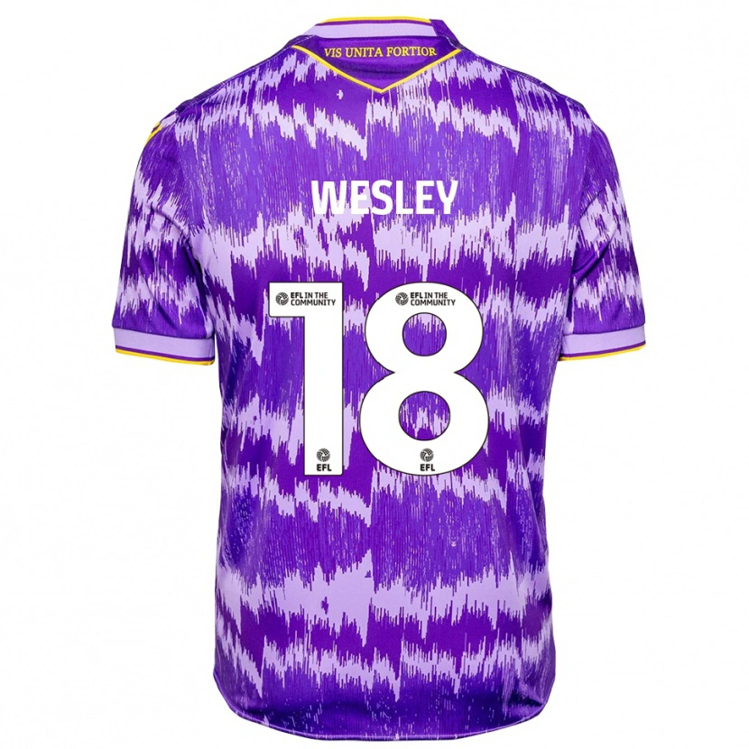 Danxen Mænd Wesley Moraes #18 Lilla Gul Udebane Spillertrøjer 2025/26 Trøje T-Shirt