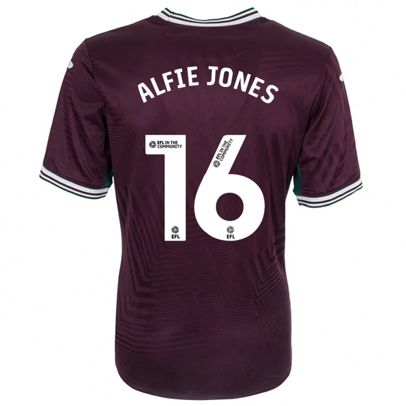 Danxen Mænd Alfie Jones #16 Rust Rød Hvid Udebane Spillertrøjer 2025/26 Trøje T-Shirt