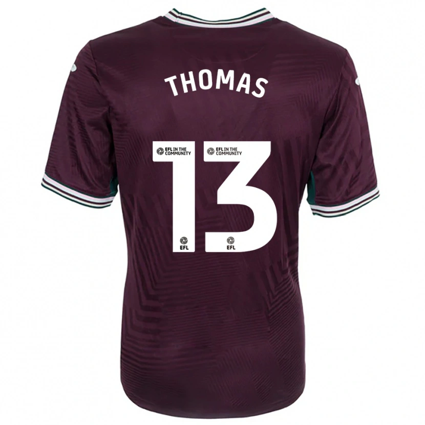 Danxen Mænd Elis Thomas #13 Rust Rød Hvid Udebane Spillertrøjer 2025/26 Trøje T-Shirt