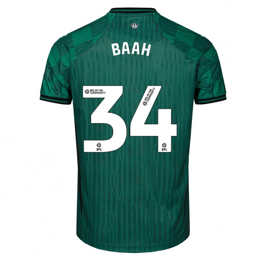 Danxen Mænd Kwadwo Baah #34 Grøn Sort Udebane Spillertrøjer 2025/26 Trøje T-Shirt
