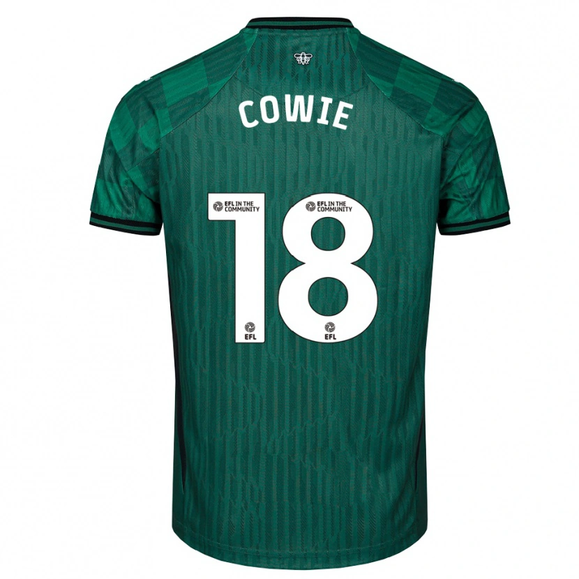 Danxen Mænd Tony Cowie #18 Grøn Sort Udebane Spillertrøjer 2025/26 Trøje T-Shirt