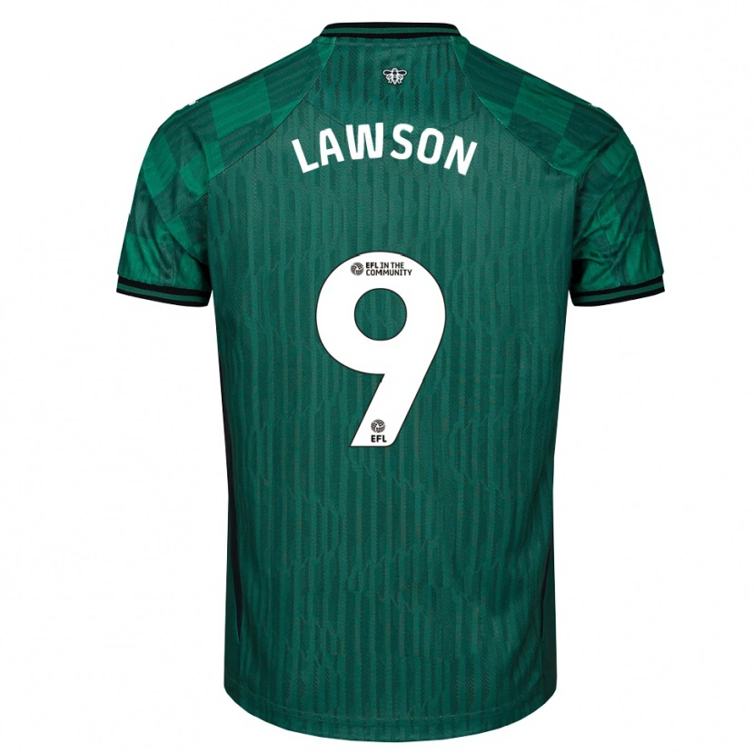 Danxen Mænd Jonathan Lawson #9 Grøn Sort Udebane Spillertrøjer 2025/26 Trøje T-Shirt