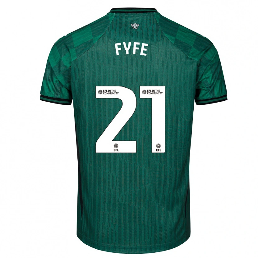 Danxen Mænd Flo Fyfe #21 Grøn Sort Udebane Spillertrøjer 2025/26 Trøje T-Shirt