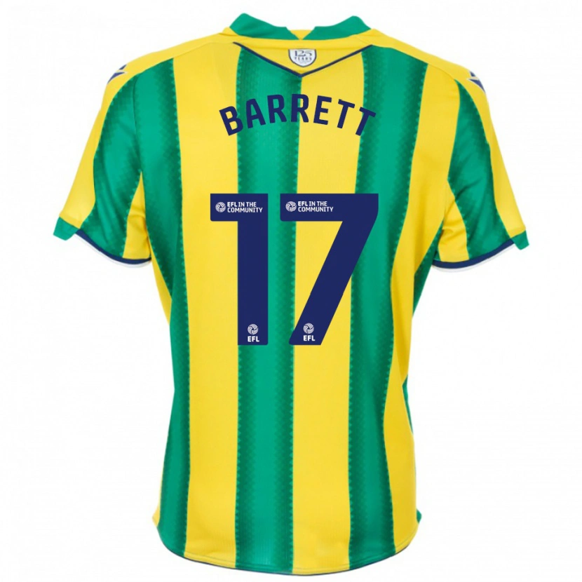 Danxen Mænd Josh Barrett #17 Gul Grøn Udebane Spillertrøjer 2025/26 Trøje T-Shirt
