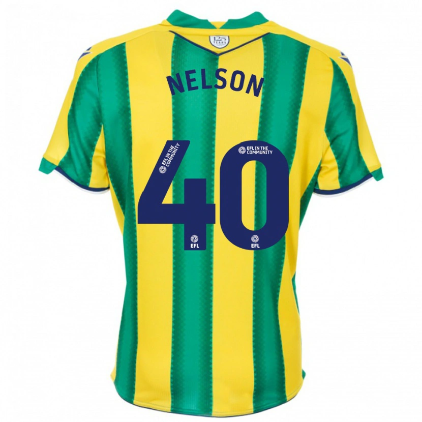 Danxen Mænd Deago Nelson #40 Gul Grøn Udebane Spillertrøjer 2025/26 Trøje T-Shirt