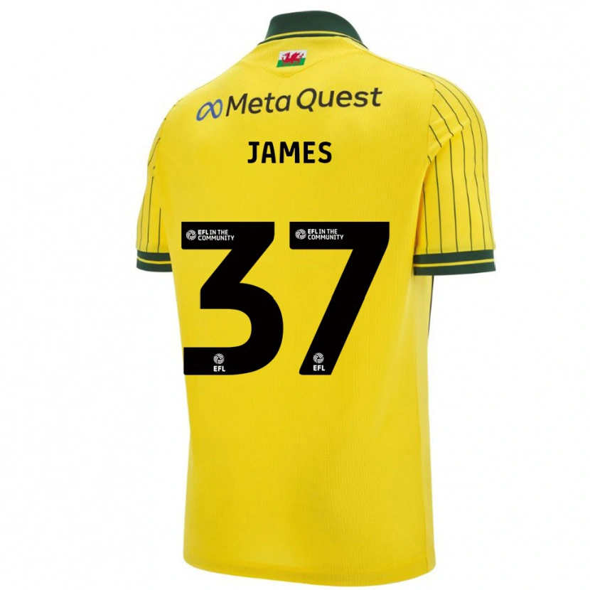 Danxen Mænd Matty James #37 Gul Grøn Udebane Spillertrøjer 2025/26 Trøje T-Shirt