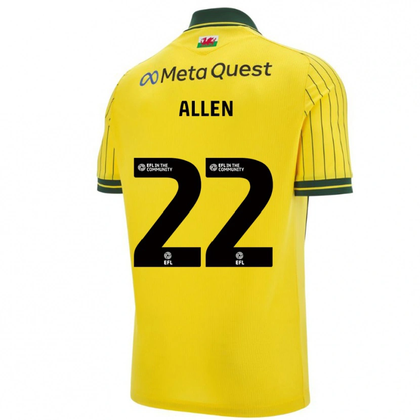 Danxen Mænd Keren Allen #22 Gul Grøn Udebane Spillertrøjer 2025/26 Trøje T-Shirt